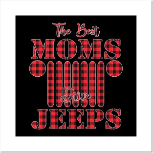 The Best Moms Drive Jeeps Red Plaid Jeep Matching Pajama Family Buffalo Jeeps Lover Posters and Art